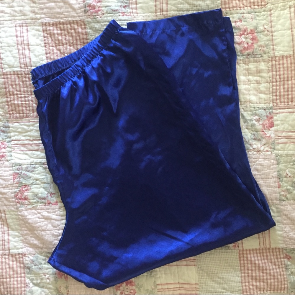 Blue silk pajama pants